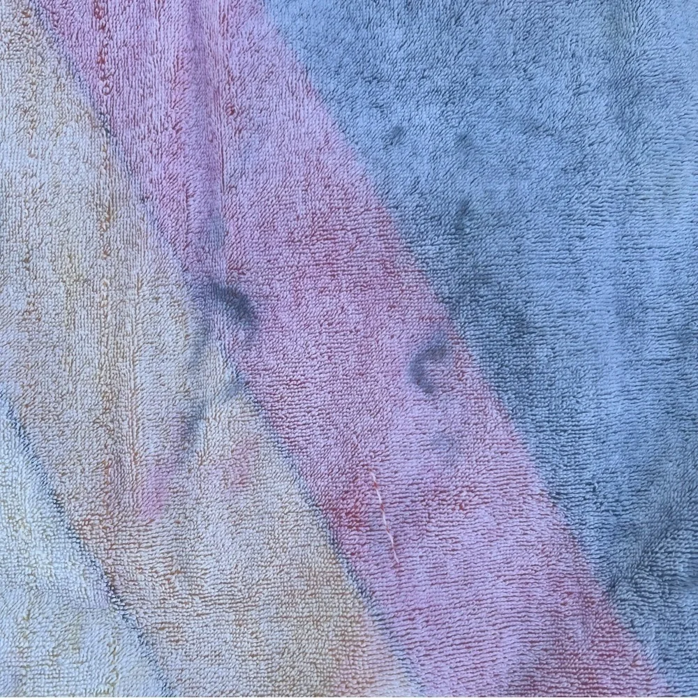 Vintage 80s TerriMondo Retro Rainbow Beach Towel 54 x 28.5 Cotton Israel FLAWS
